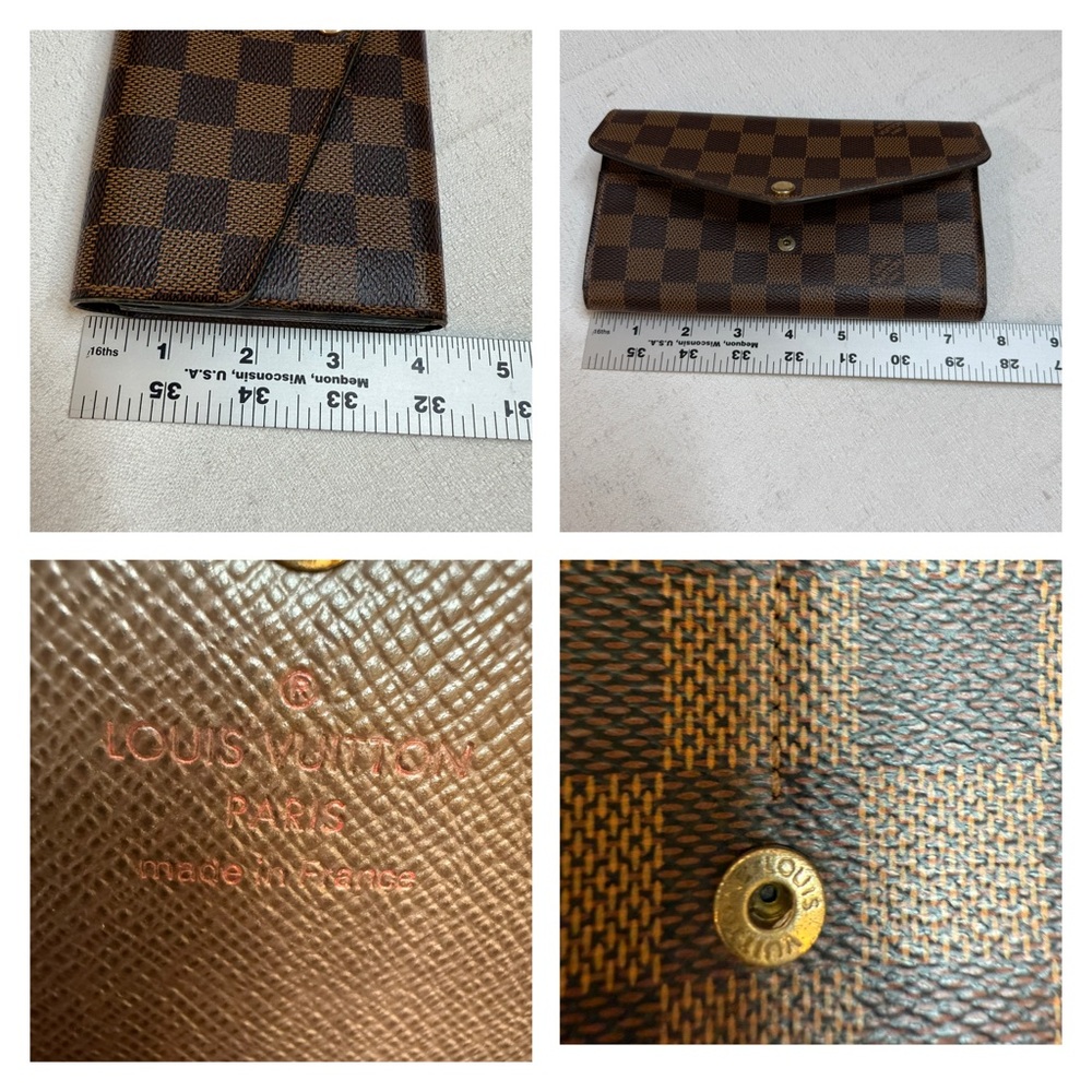 Louis Vuitton Sarah Wallet Damier Ebene Canvas Made in France (Monogrammed A.T.) - Picture 5 of 13